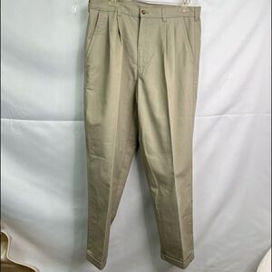 George Barley Khaki Pleated Front cuffed Pants size 34/29